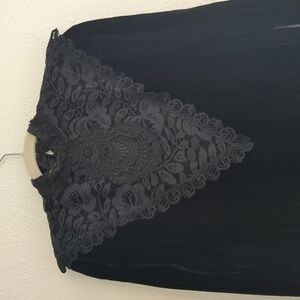 Jessica McClintock Vintage Velvet Black Dress Dark Romance Goth Grunge Y2K